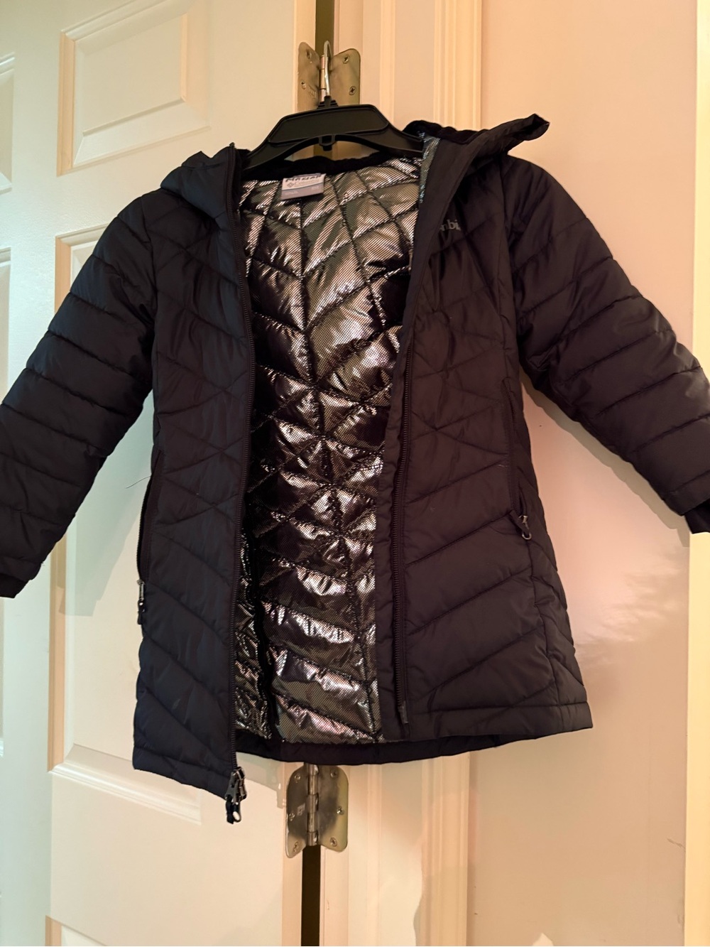 Kids Hooded Quilted Winter Coat - Black